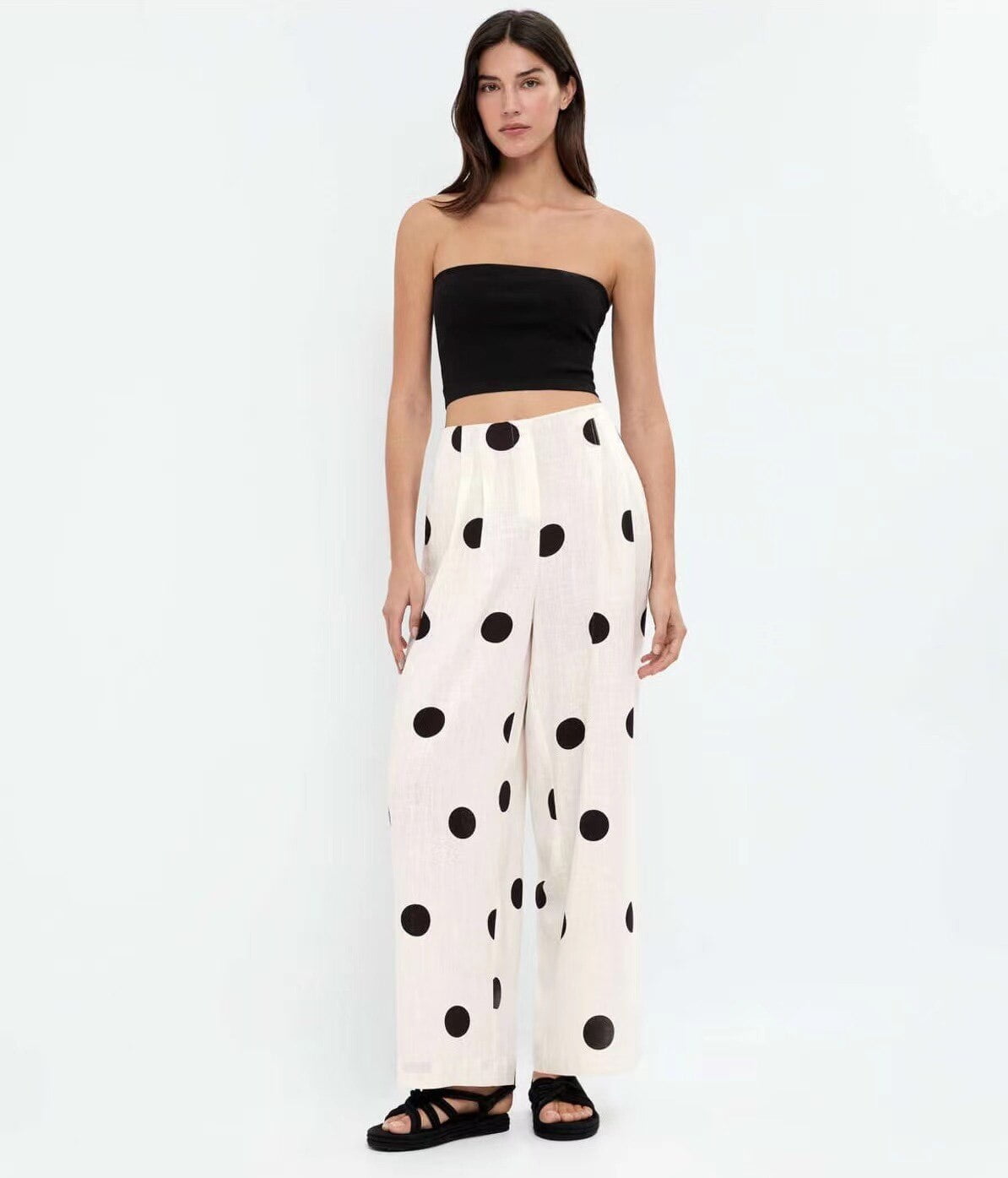 Pantalon Large Femme Élastique Été Pois
