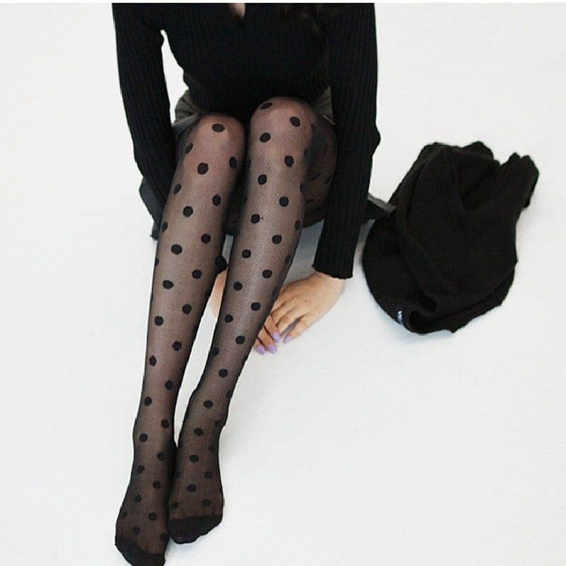 Collants classiques à petits pois pour femmes, collants fins pour dames, bas vintage, faux tatouage, bonneterie féminine, 1 pièce 2