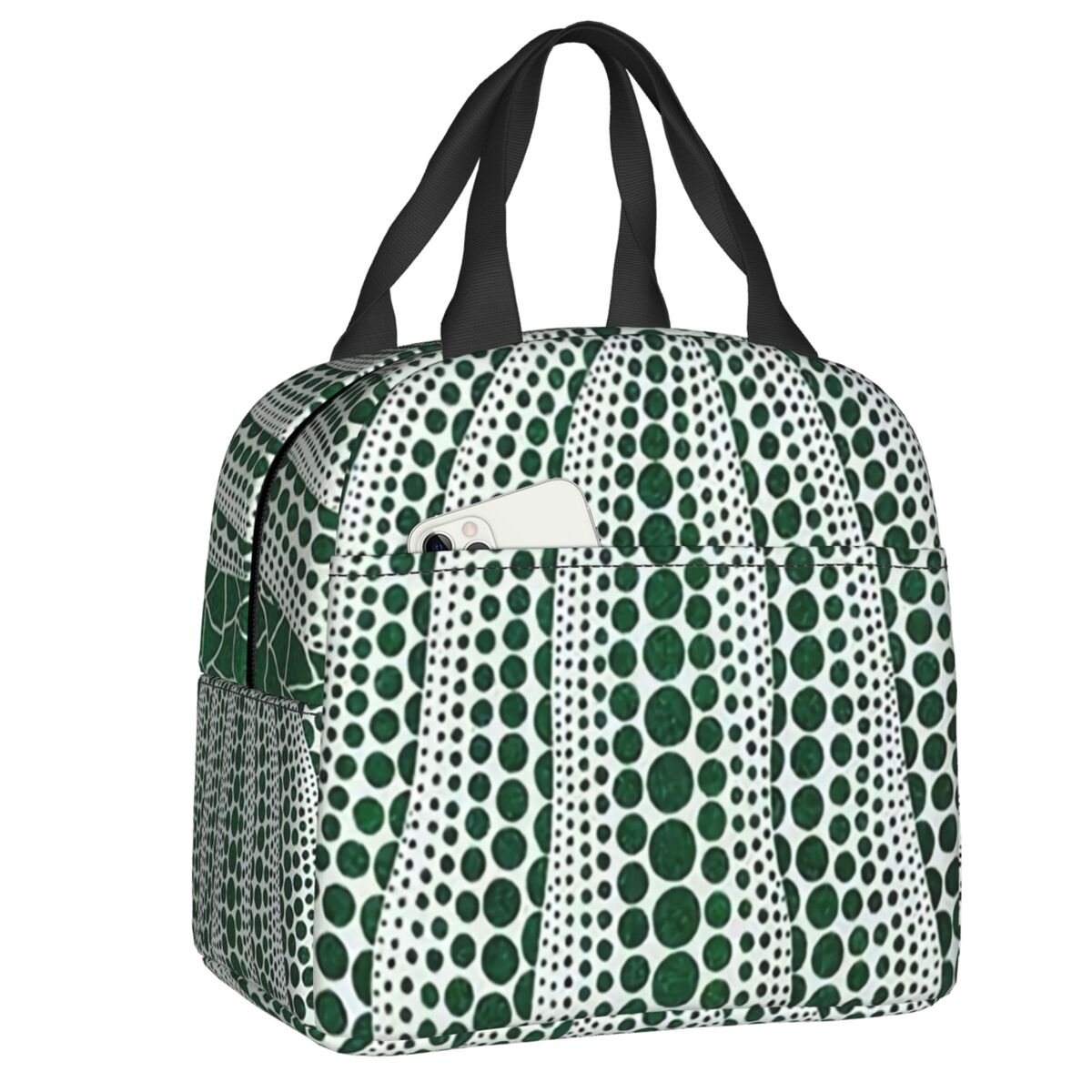 Sac fourre-tout isotherme à pois roses pour femme, Yayoi Kusama, Art abstrait, Pumpkin Polka, Portable Cooler, Thermal Food Lunch Box 1