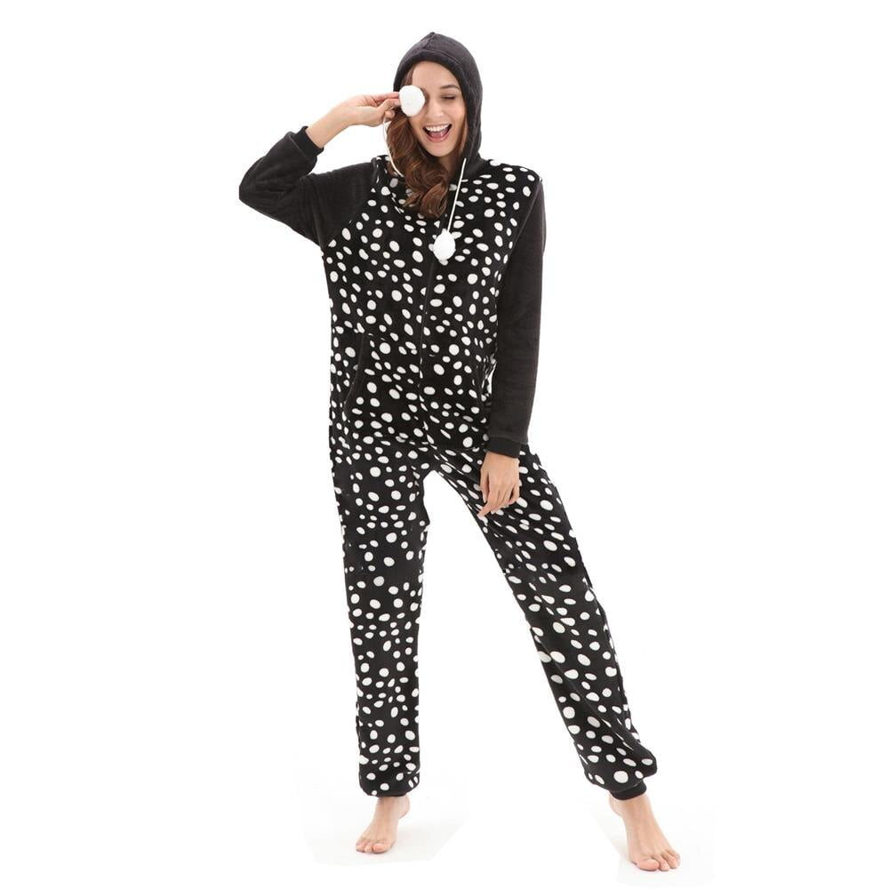 Combinaison Pyjama Flanelle Femmes Pois
