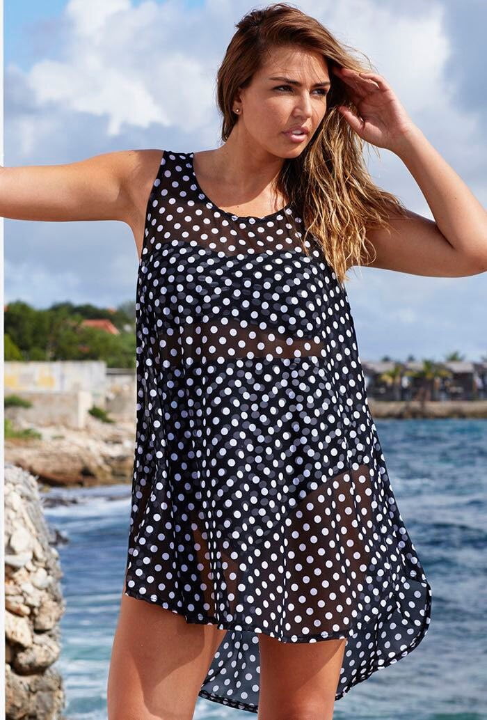 Robe de plage en mousseline de soie, grande taille, Sexy, à pois, Cover-Up pour Bikini, décontracté, offre spéciale 2