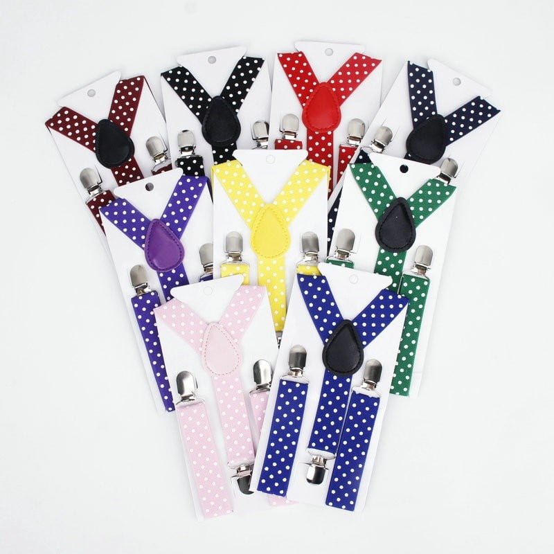Bretelles élastiques colorées à pois pour enfants, bretelles en forme de Y à clipser, réglables, bébés garçons et filles, ceinture pour enfants, environnement, mode, 3 clips 1