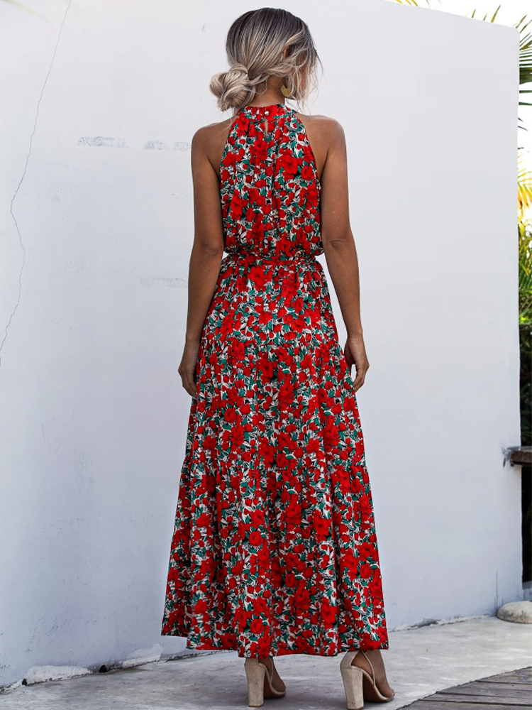 Robe longue d'été à pois pour femmes, tenue midi décontractée, noire, sans bretelles, vêtements de vacances 2