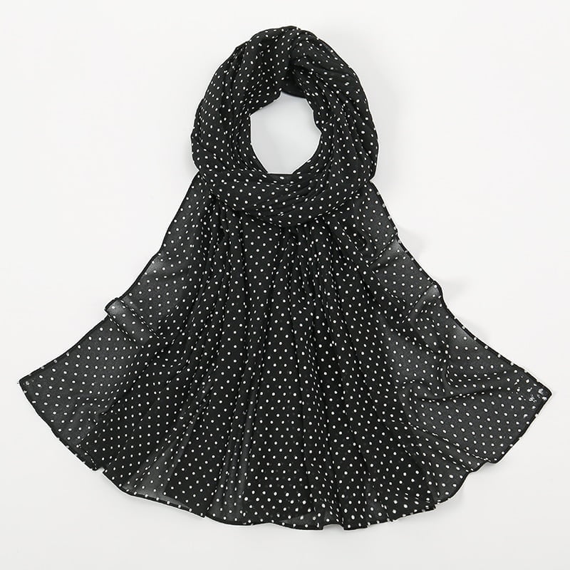 Hijab instantané en mousseline de soie à pois pour femme, châle, bande ronde, voile musulman, islamique, 16 couleurs, haute qualité 1