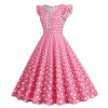 Robe de soirée à pois pour femme, robes trapèze, vintage, décontracté, soirée, Rh, été, années 1950, 007 1