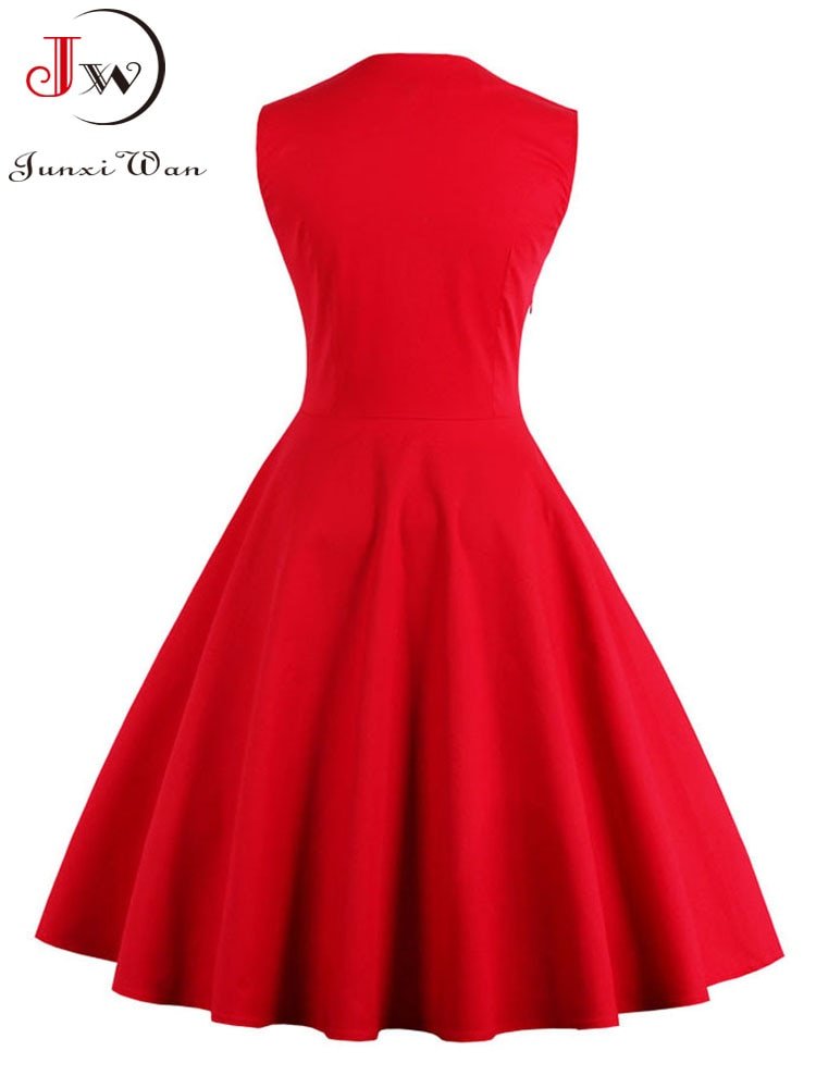 S-4XL Femmes Robe Rétro Vintage Robe Années 50 60 Rockabilly Dot Swing Pin Up Robes De Soirée D'été Tunique Élégante Robe Éducative Décontractée 2