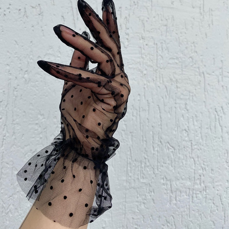Gants À Pois Dentelle Été Femme