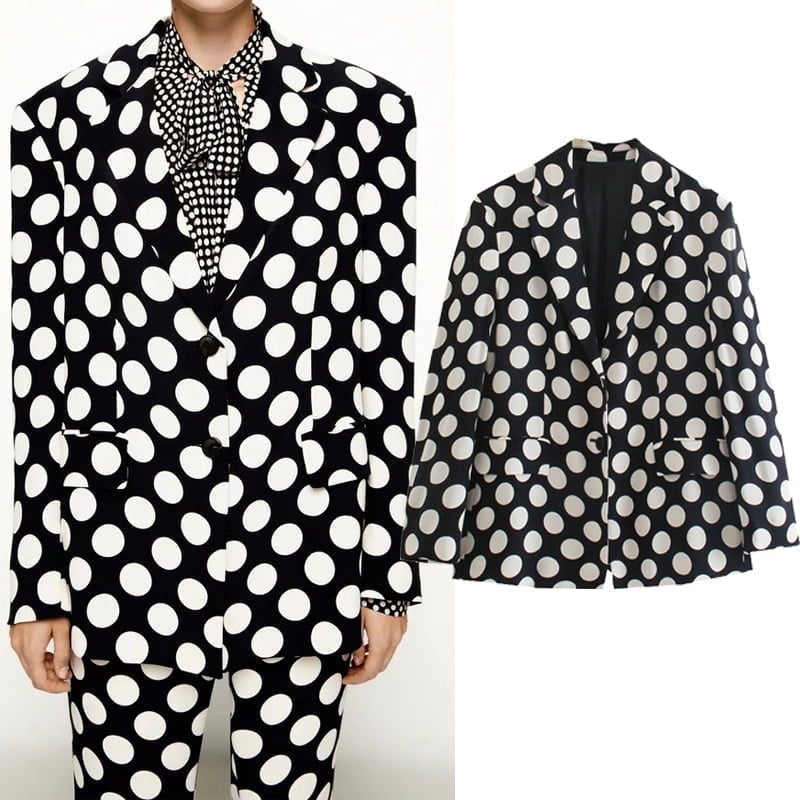 Blazer Élégant Noir Motif Pois