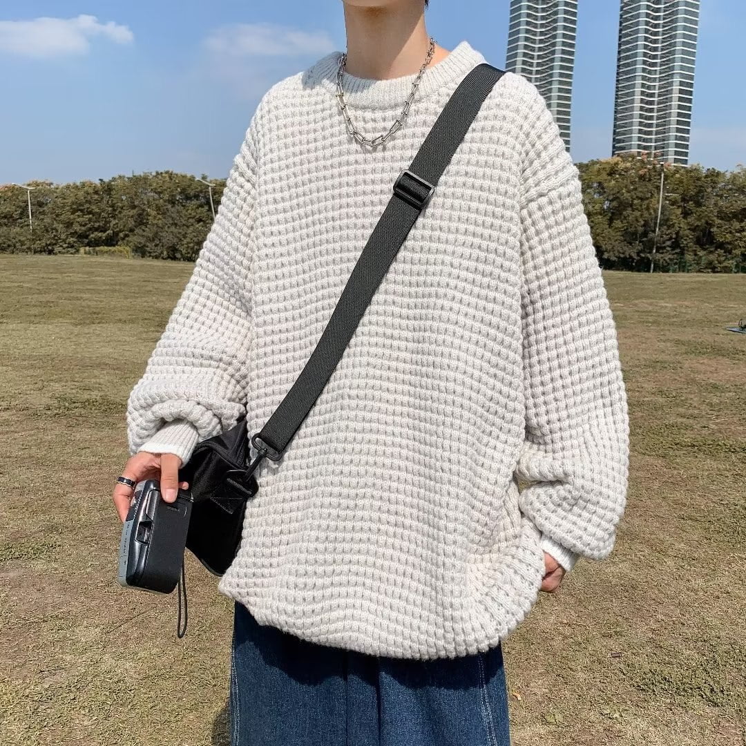 Pull en tricot épais pour hommes, nouvelle collection d'hiver, Version coréenne, tendance, ample, couleur unie, Simple, sous-vêtements décontractés, manteau de Couple 2
