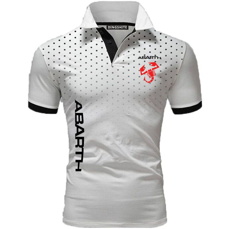 Polo à manches courtes en coton imprimé à pois pour hommes, chemise d'affaires, chemise cool respirante, logo abarth, haute qualité, bloc tournant 2