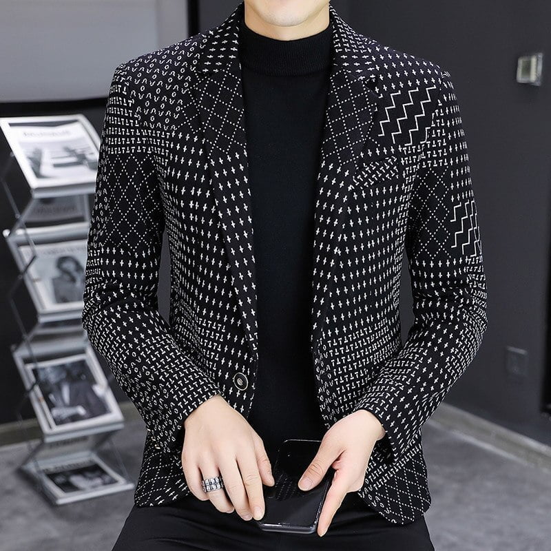 Blazer de Marque à Pois pour Homme, Veste d'Affaires Décontractée Imbibée, Vêtements de Rue Optique, Manteau de Robe de Mariée Sociale, Costume Zones Me, Automne 2022 2