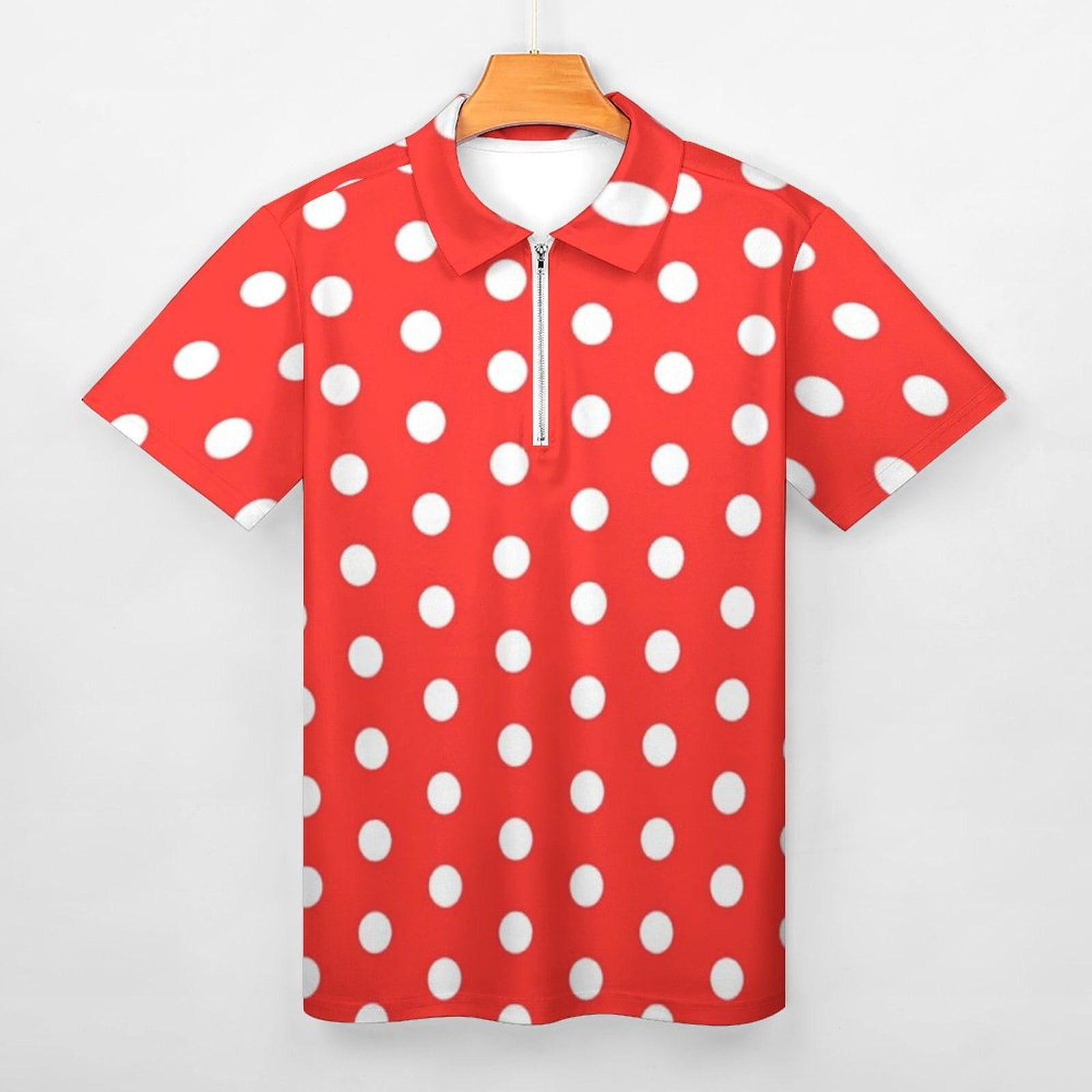 T-Shirts rétro décontractés à pois imprimés, Polo à fermeture éclair, haut personnalisé, grande taille, Y2K 2