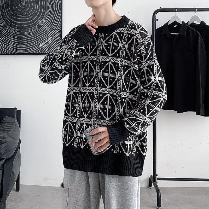 Pull Jacquard à col rond pour homme, Design de marque à la mode, ample, tendance, automne et hiver 2