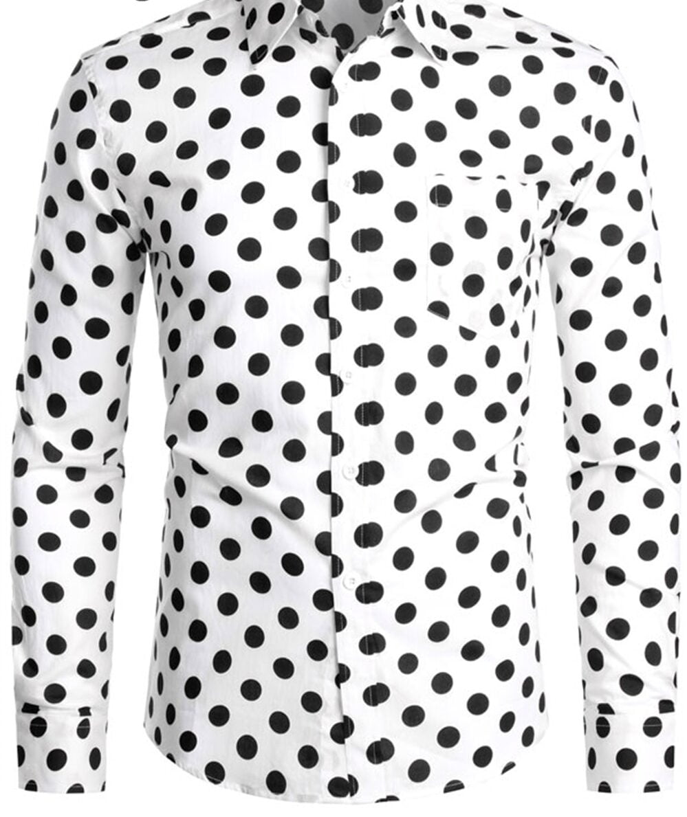 Chemise à pois pour hommes, boutons décontractés, chemisiers masculins, Point de jardin, Y2k 1