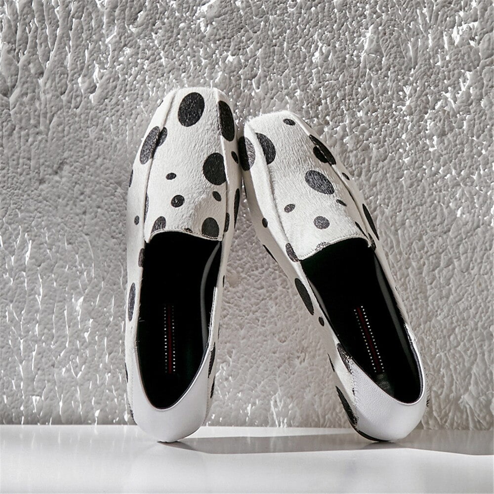 MILI-MIYA 2020 Nouvelle Arrivée Mode Casual Flats Carré Parker À Pois Femmes Mocassins En Poils De Cheval Printemps Automne ixBureau Chaussures 2