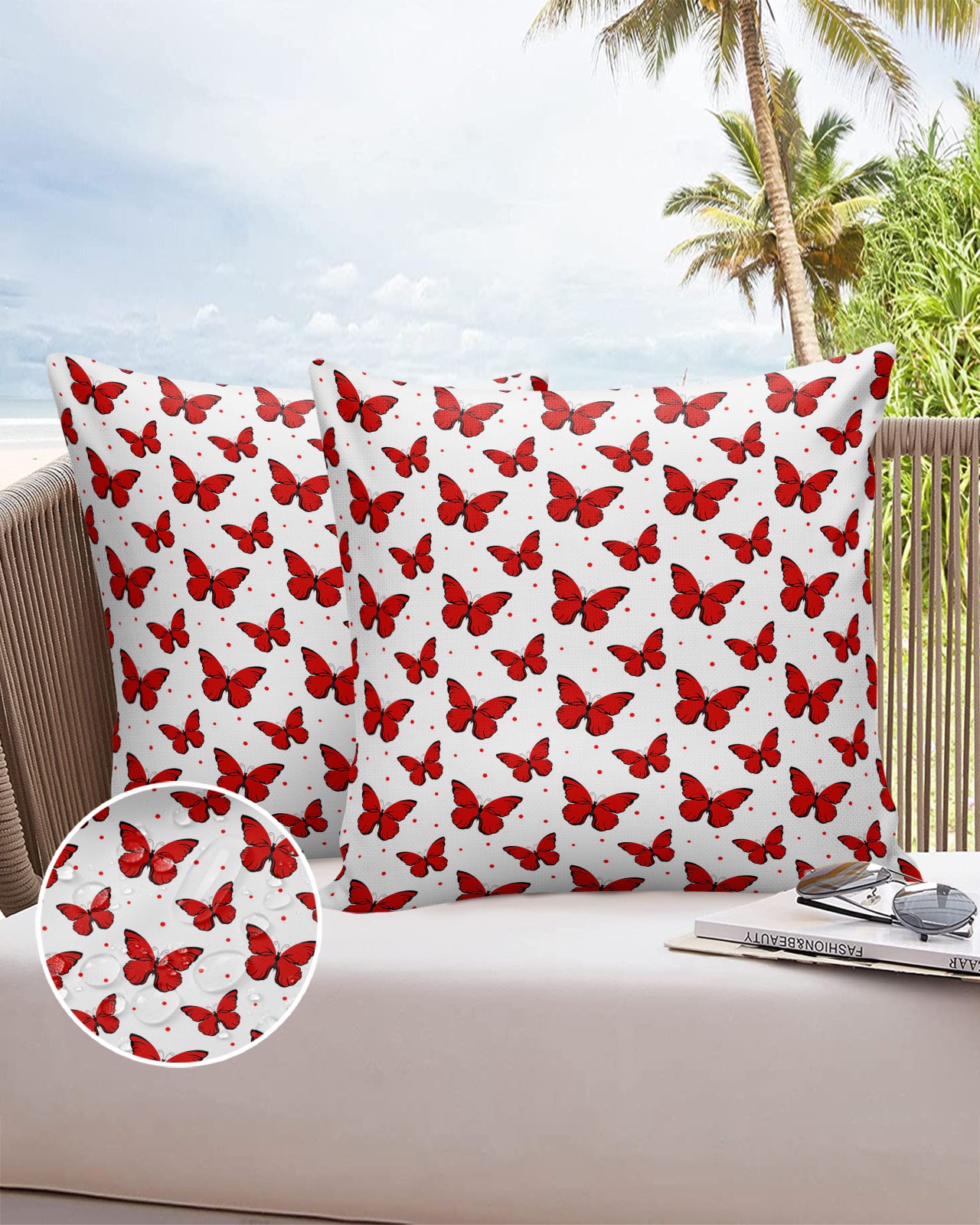 Chaise Jardin Étanche Rouge Motif Pois