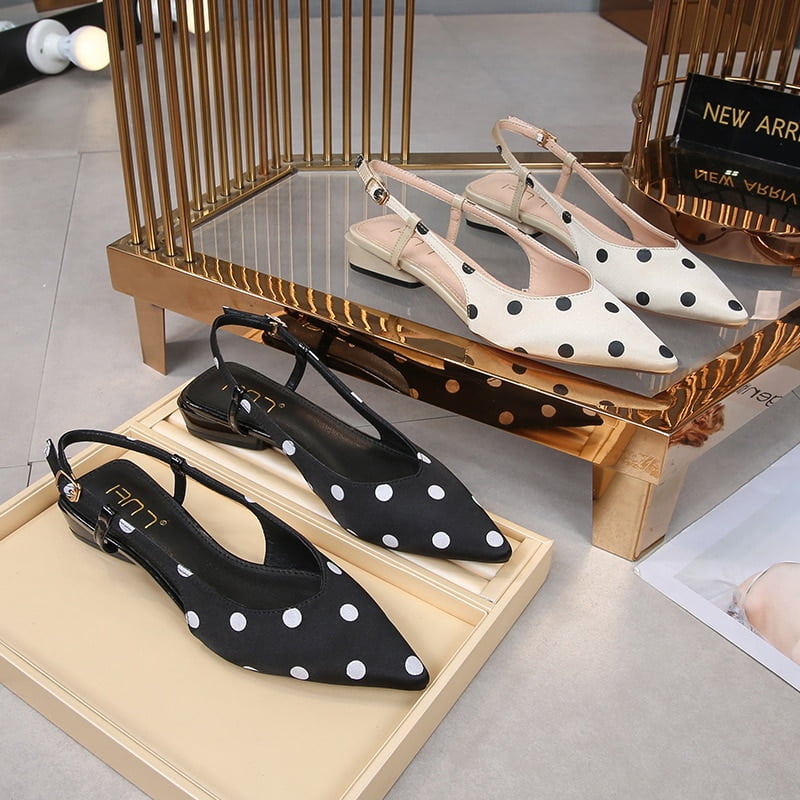 Sandales pointues à pois pour femmes, escarpins à bouche peu profonde, chaussures simples, mode Parker, taille 33-43 2