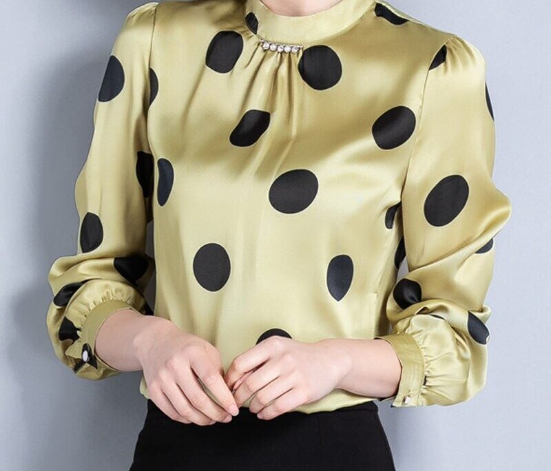 Chemisier en mousseline de soie à manches longues et col montant pour femme, élégant, coréen, Slim Fit, 2022 50, printemps, 9045 1