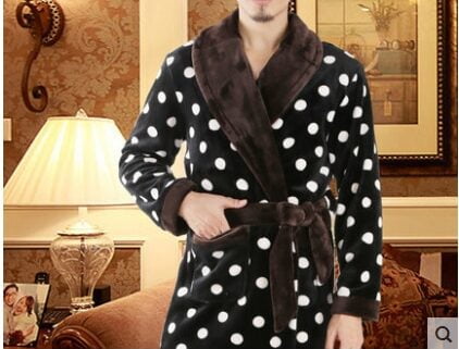 Peignoir Homme Pois Hiver Sexy Kimono