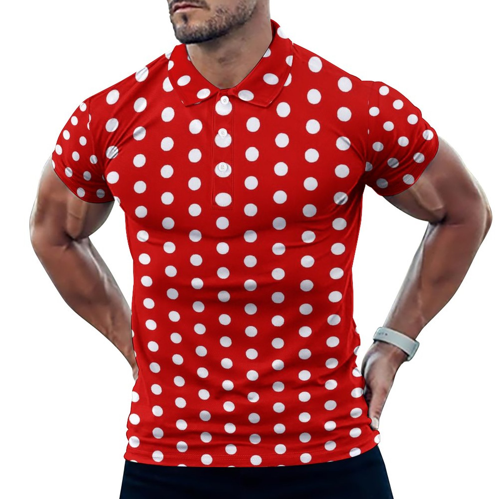 Polo Rouge Et Blanc À Pois - Chemise Décontractée Homme