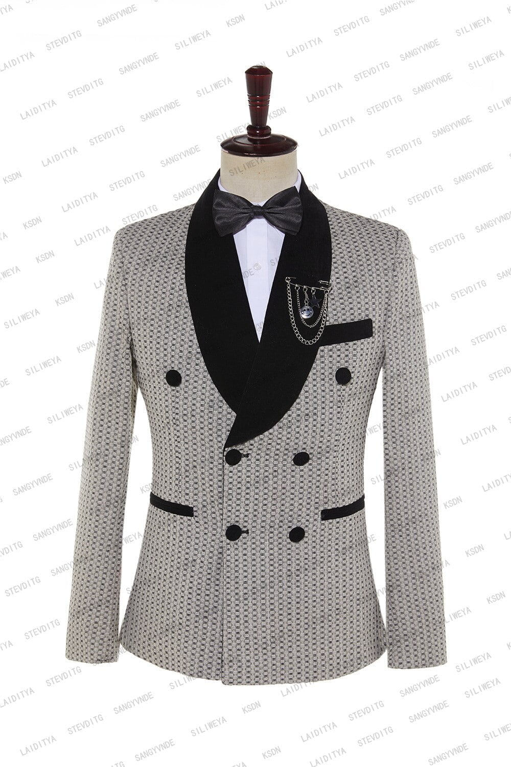 Costume pour homme, 2 pièces, Double boutonnage, en velours noir, revers, Slim, décontracté, pour mariage, nouvelle collection 2023 2