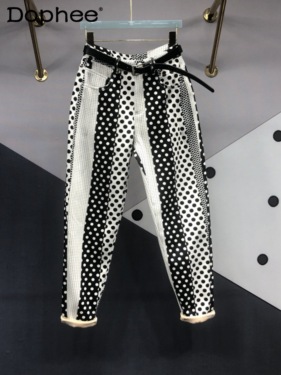 Pantalon Denim Imprimé Pois Femme - Skinny Haren Harajuku