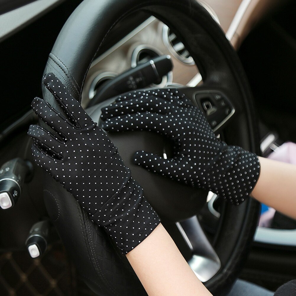 Gants élastiques en coton pour femmes, à pois fins, pour la conduite, protection solaire, antidérapants, bijoux, printemps été 2
