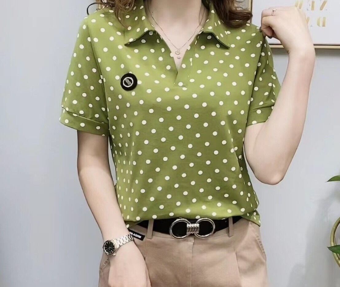 T-Shirt Polo Motif À Pois Femmes