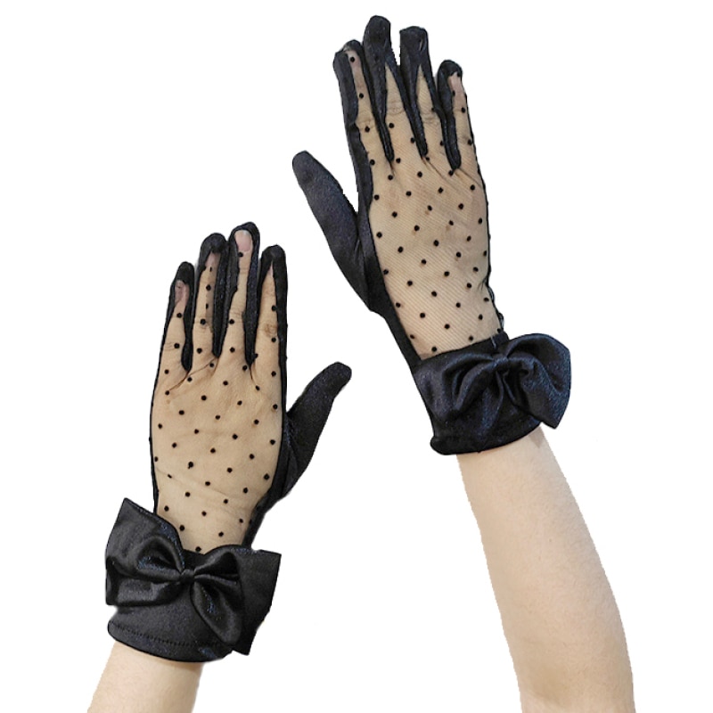 Gants Satin Pois Rétro Femme