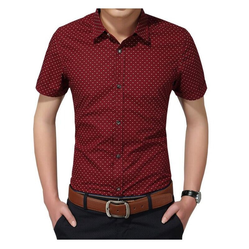 Chemise en coton à manches courtes pour hommes, chemise sociale, chemises décontractées à pois, grande taille, 5XL, nouvelle mode 2