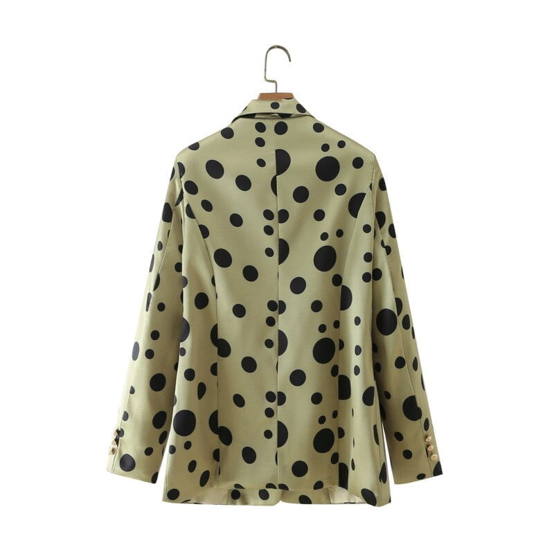 Blazer à manches longues pour femmes, 2021, nouveau tempérament, boutonnage simple, imprimé de pois, Chic, Qn * 2
