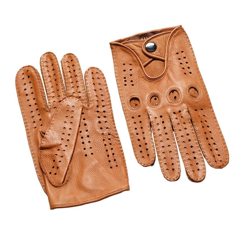 Gants de conduite en cuir véritable pour hommes, mitaines respirantes, peau de mouton, noir, luxe, mode masculine, nouveauté 2