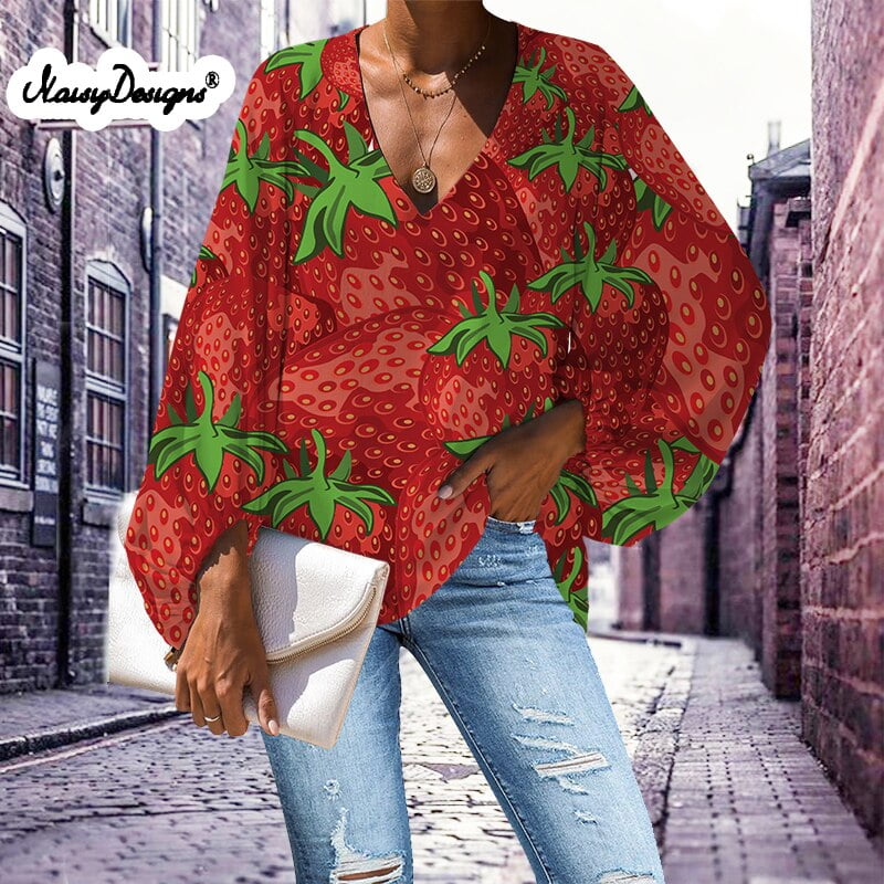 Noisydesigns – chemisier de plage pour femmes, haut d'été, Harajuku, Kawaii, imprimé à pois fraises, Camisa hawaïen, 2021 2