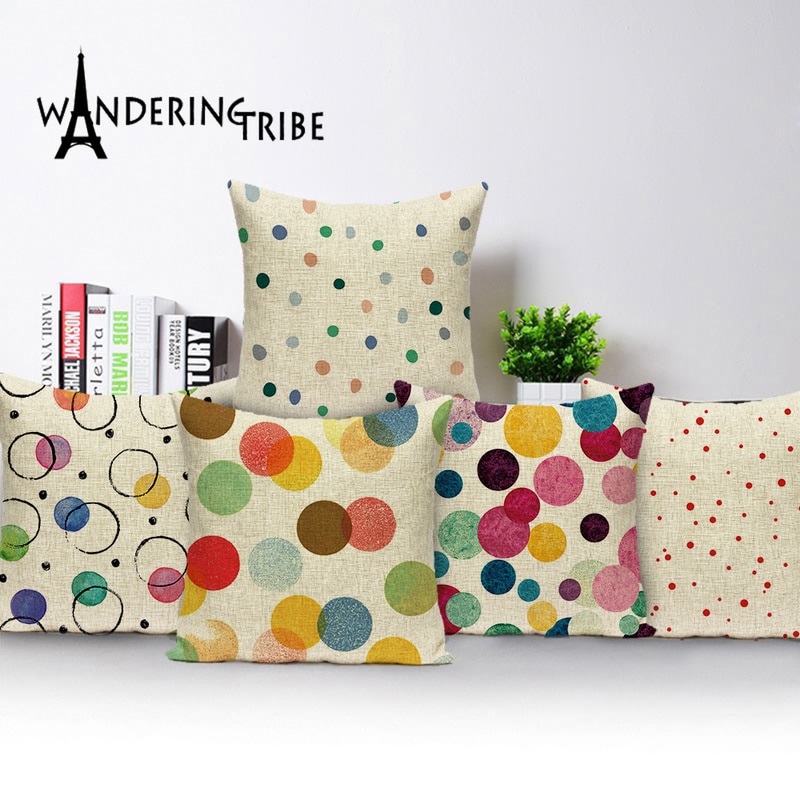 Housse De Coussin Géométrique Jacquard Motifs À Pois | Décoration Maison