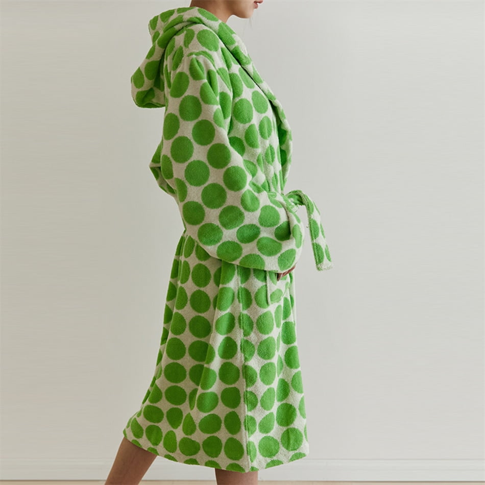 Peignoir Motif À Pois Pour Adultes - Coton Frais - Automne/Hiver
