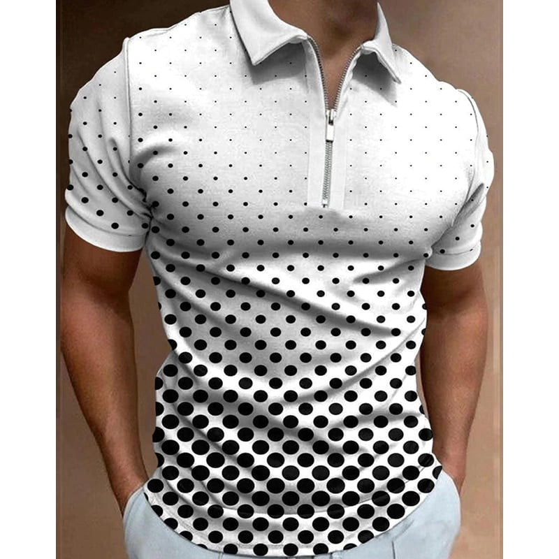 Polo Homme Motif Pois Manches Courtes