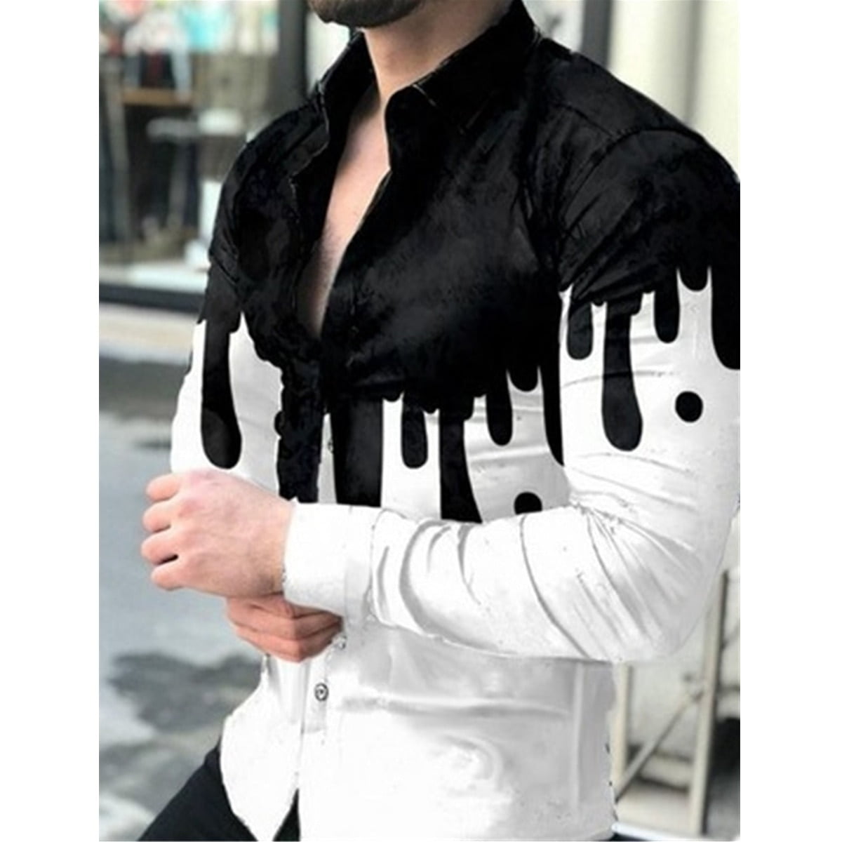 Chemise de luxe pour hommes, surdimensionnée, décontractée, imprimé à pois, manches longues, vêtements pour hommes, Cardigan de fête en Club 2