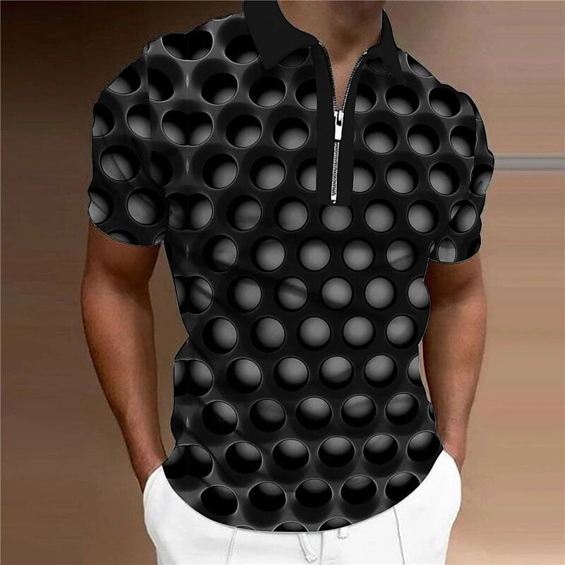 Polo d'été à manches courtes pour hommes, impression optique 3D, fermeture éclair, t-shirt respirant, vêtements de golf hip hop, Y-Designer 2