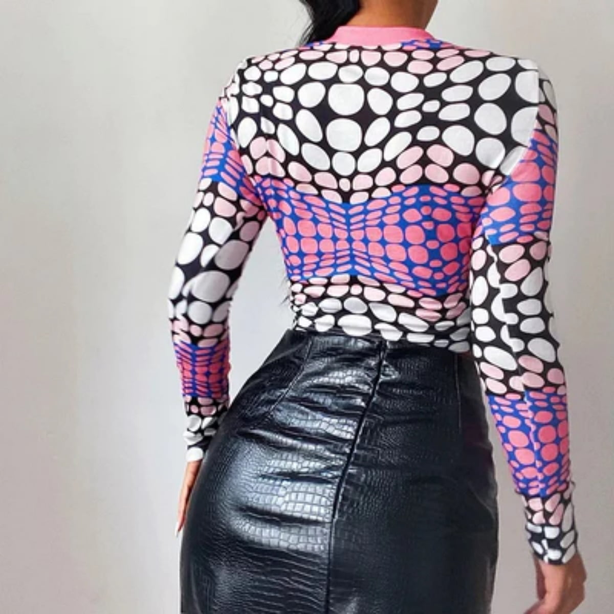 Mirxiété-T-shirt court à col rond pour femme, imprimé à pois 3D, haut moulant, nombril sexy, Y2K ChimCool, été 2