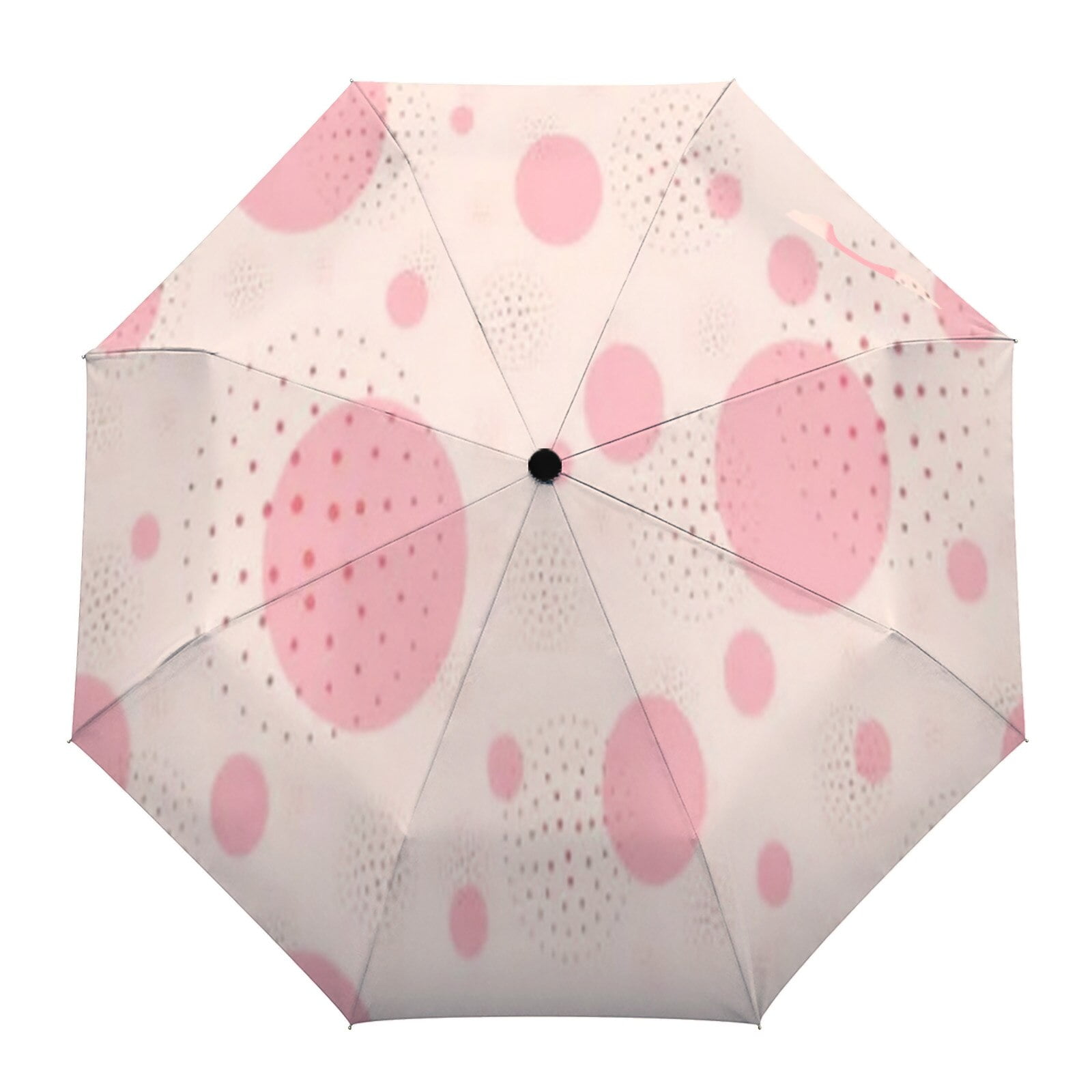 Parapluie de pluie entièrement automatique pour femmes et enfants, rose à pois, dégradé circulaire, pliable, imprimé à huit brins