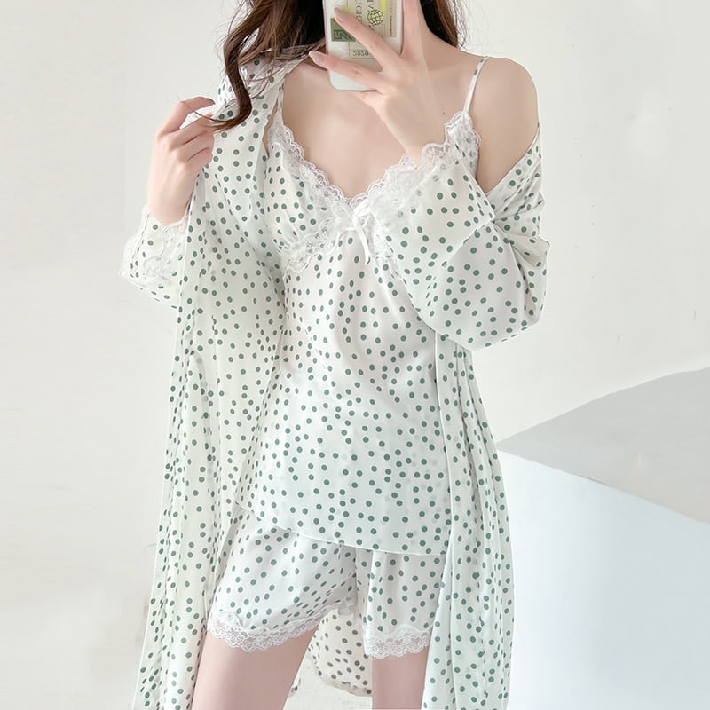 Ensemble Pyjama Soie Bretelles Pois
