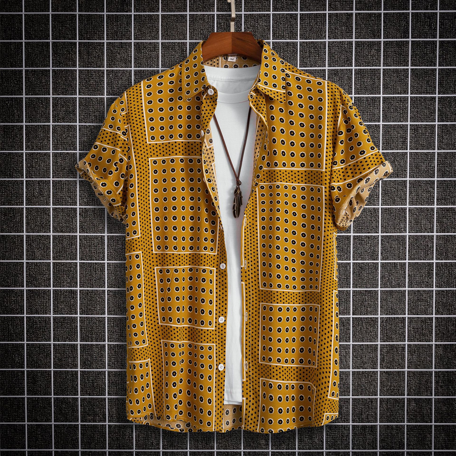 Chemise hawaïenne d'été pour hommes, haut à manches courtes, vêtements graphiques à pois, streetwear respirant, chemise Y-Men, 5XL, mode 2