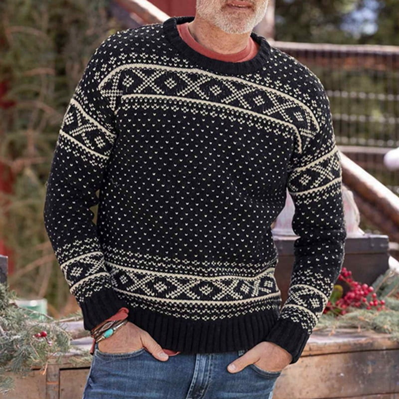 Pull Tricoté À Col Rond Motif Pois Pour Homme