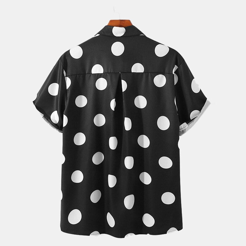 Chemise de vacances à manches courtes à imprimé pois pour hommes, chemises hawaïennes décontractées, chemisiers fantaisie, streetwear d'été, Art moderne 2