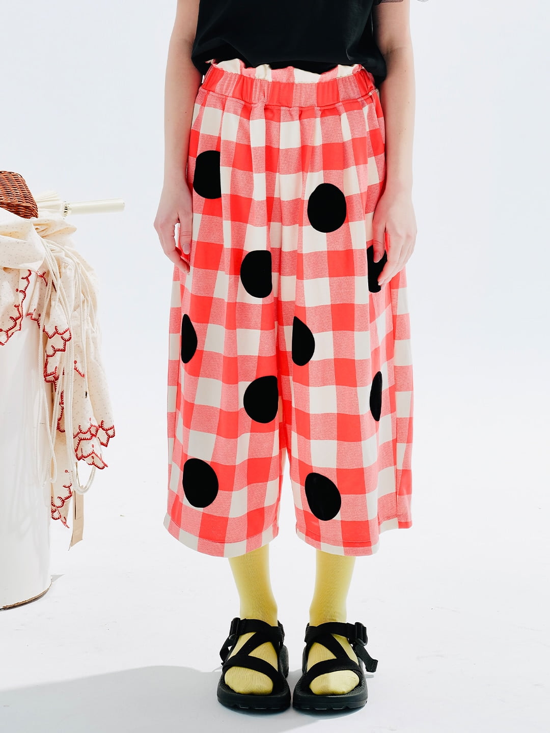 Pantalon Carreaux Pois Ondulé Court