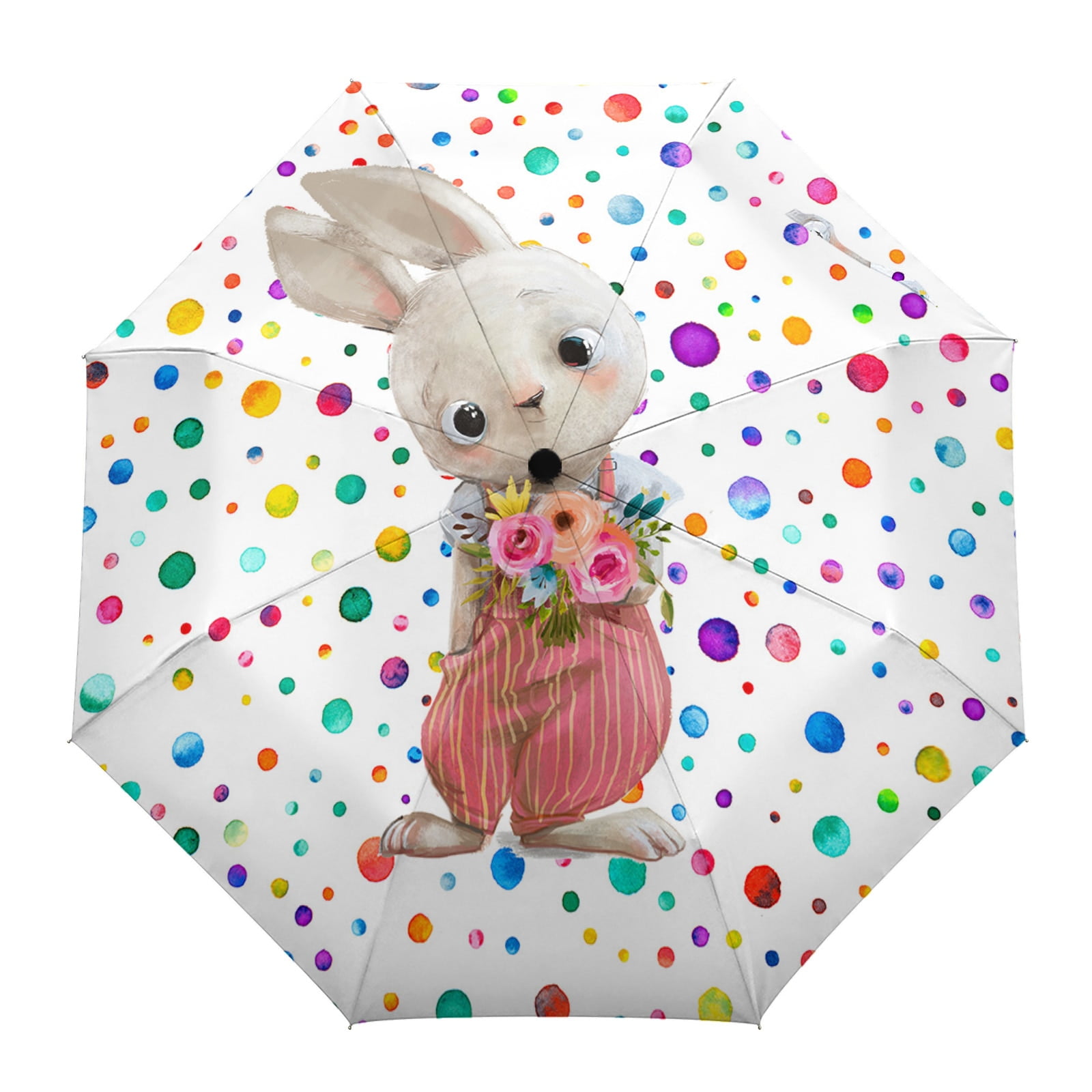 Parapluie Pliant existent pour Homme et Femme, Vêtements de Pluie Légers, Lapin de Pâques, Interconnexion à Pois, Parapluie Imprimé