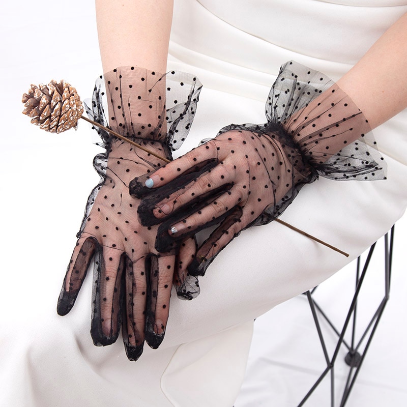 Gants Transparent À Pois Pour Femmes - Accessoire Mince Club & Fête
