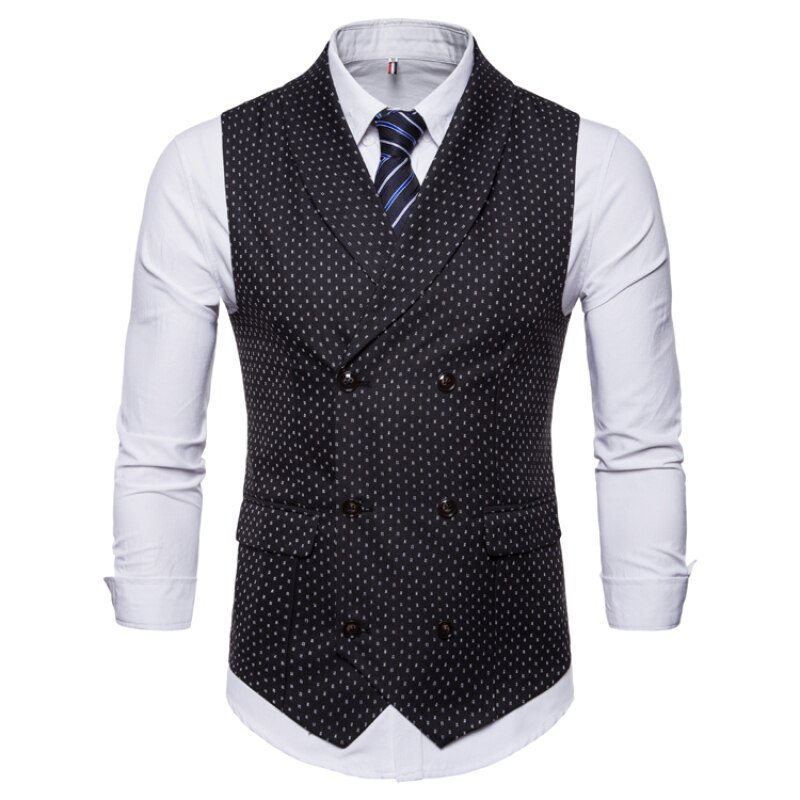 Nouveaux Hommes Gilet de Costume De Mode En Corée Du Sud Rue Robe Bière Gilet Sans Manches Haut Polka Point homme Performance Vêtements de Travail 2