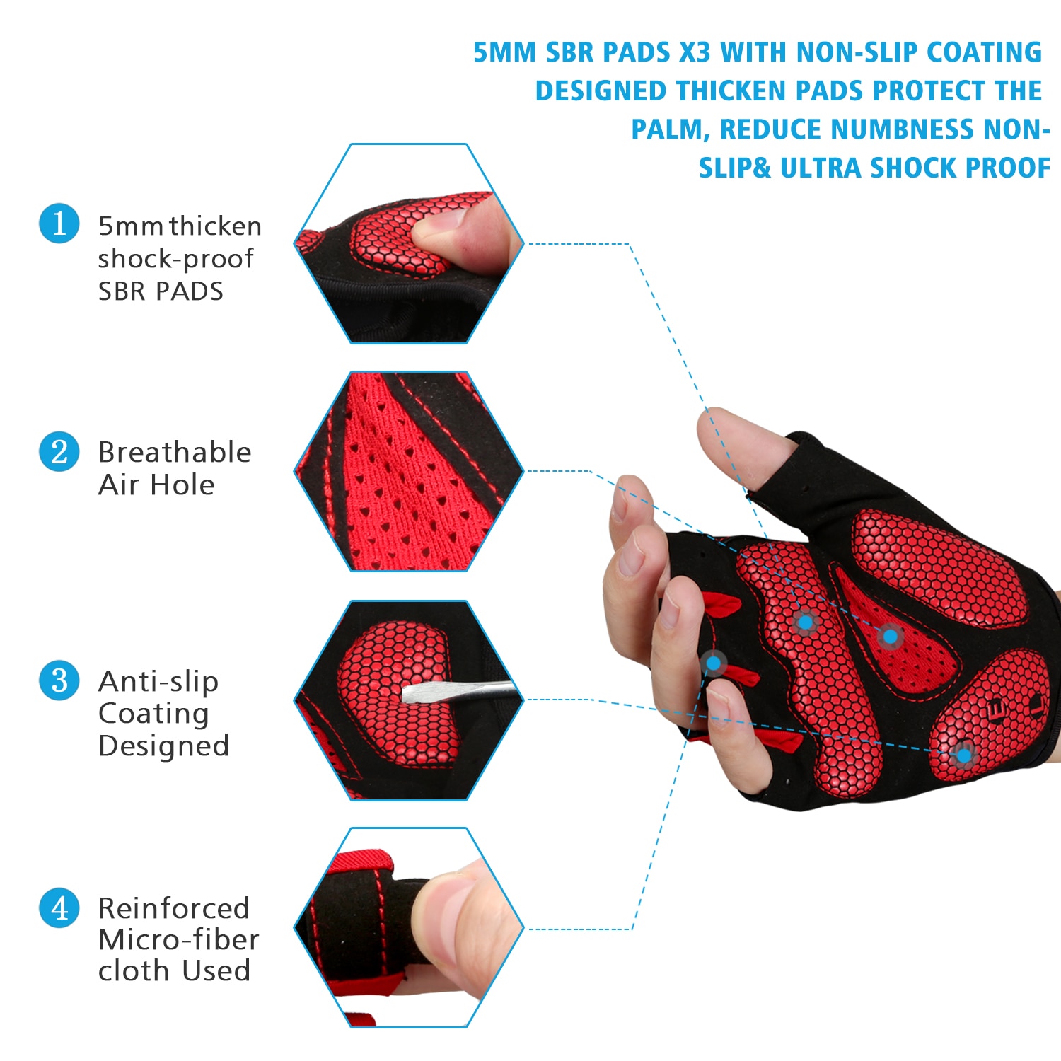 Gants de cyclisme pour hommes, gants de vélo demi-doigt, gants de vélo de route, coussin de Gel, absorbant les chocs, gants antidérapants respirants pour vtt pour femmes 2