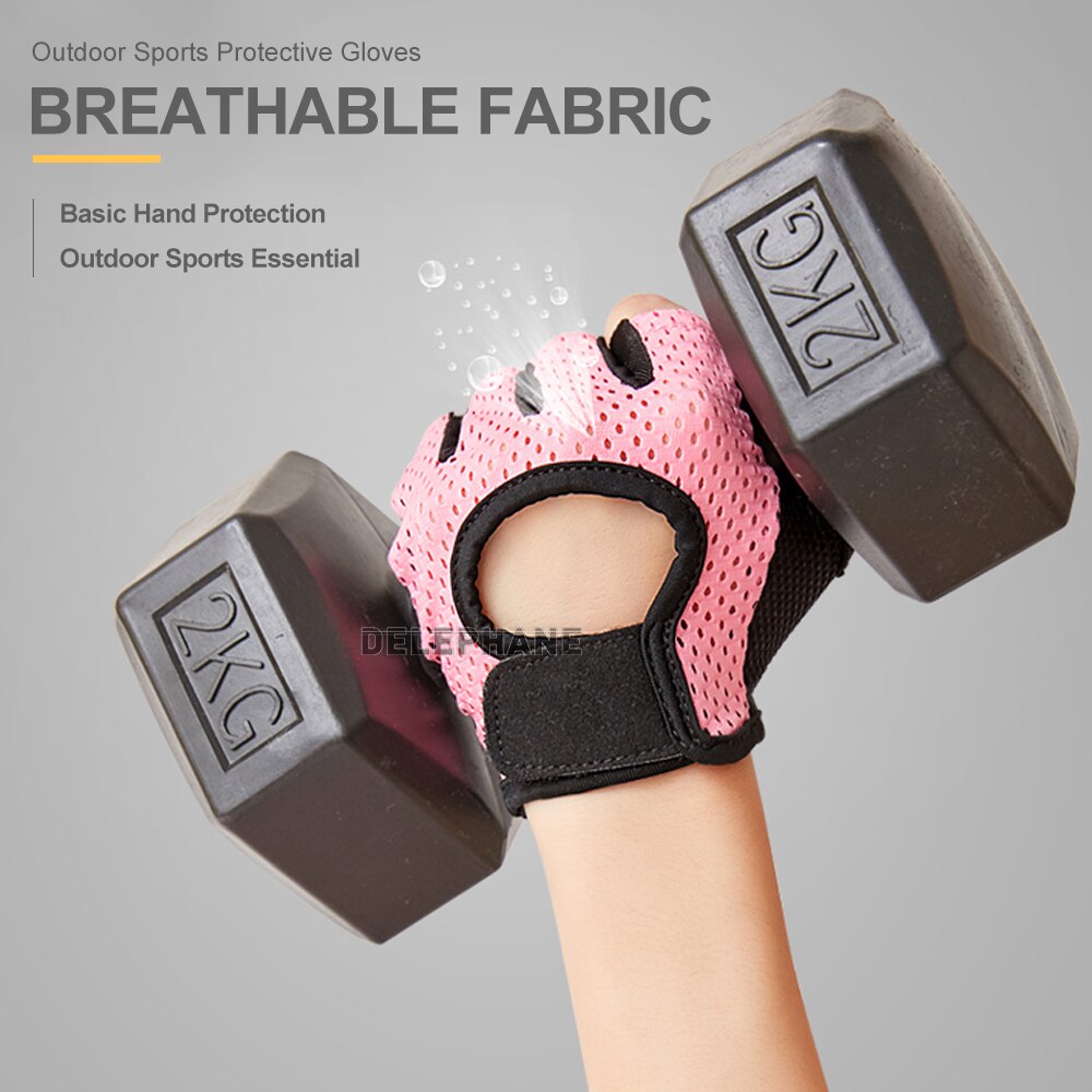 Gants d'entraînement respirants essentiels pour hommes et femmes, équipement de gymnastique sans doigts, avec dos ouvert incurvé, Powerlifting 2